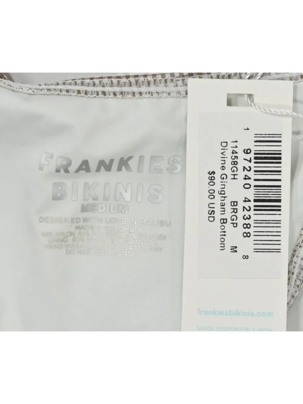 Frankies Bikinis Divine Gingham Bottoms in Brown Gingham